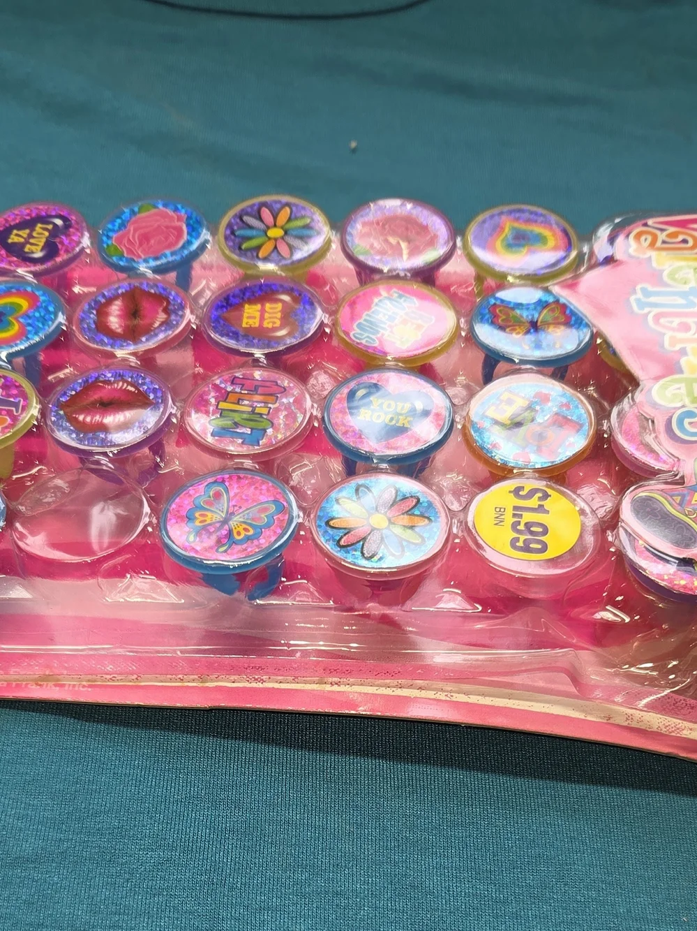 Vintage Lisa Frank Valentines Sticker Rings
